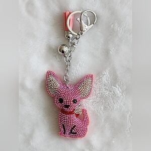 Pink Rhinestone Chihuahua Keychain Dog Bag Charm